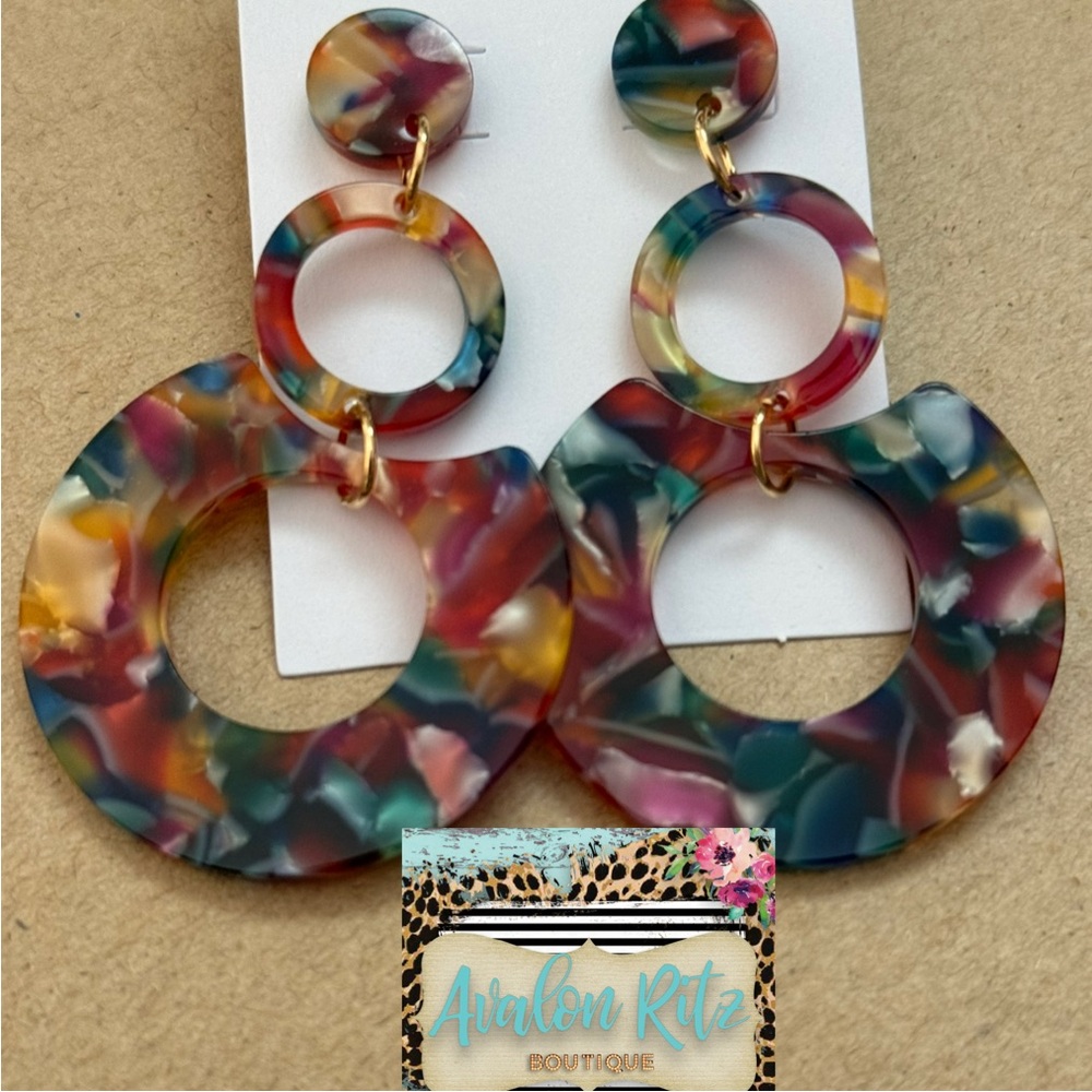 Colorful Dangle Statement Earrings NEW